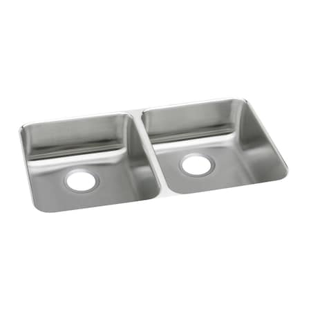 Elkay Lustertone Stainless Steel 35-3/4 X 18-1/2 X 4-3/8 Equal Double Bowl Undermount Ada Sink ELUHAD361845